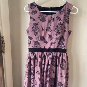 SOURPUSS Sleeveless Retro Tattoo Print Dress Pink - Women's Medium